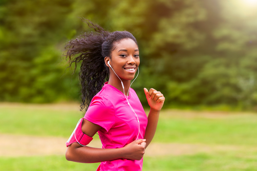 African american woman runner jogging outdoors